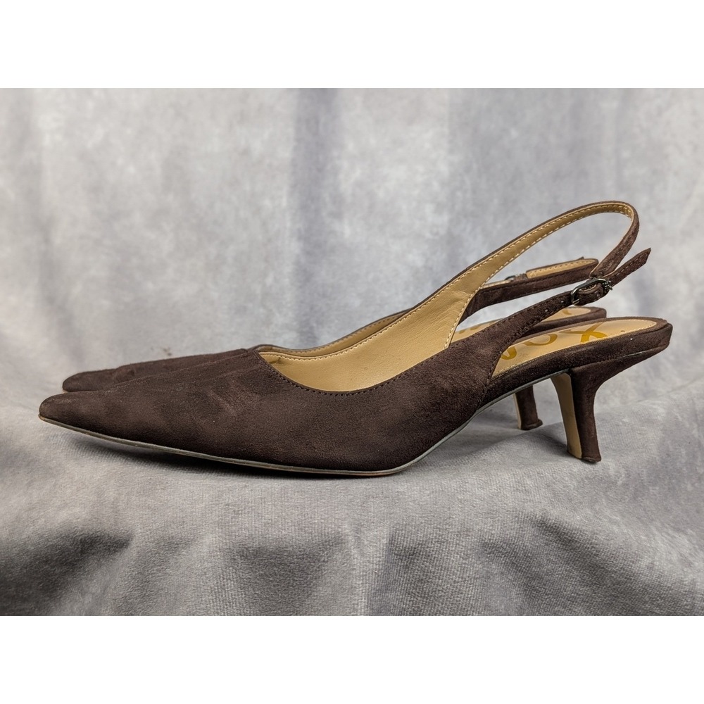 Sam Edelman Dori Brown Suede Slingback Kitten Heel Pointed Toe Pumps Women 8